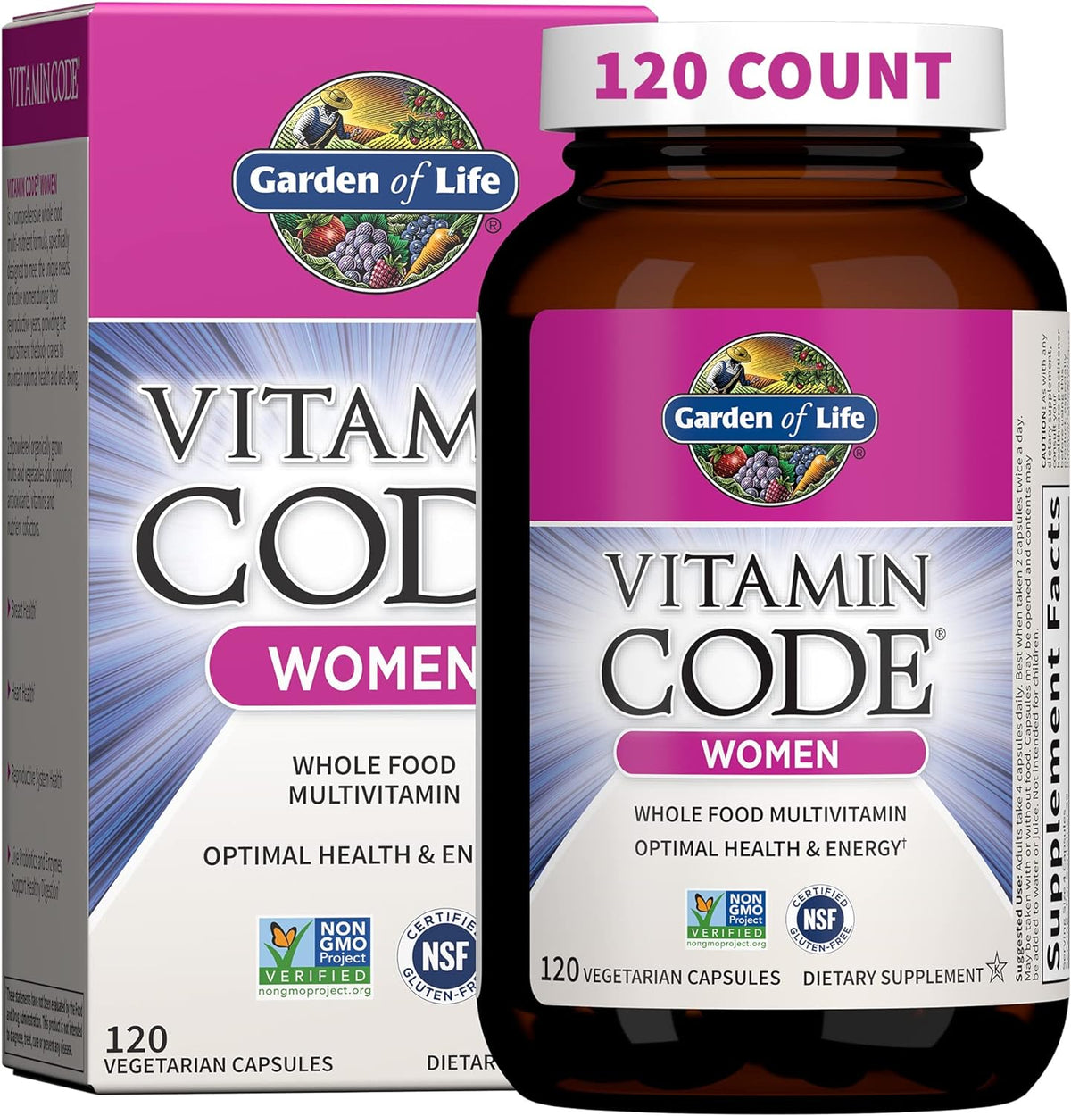 Garden of Life Vitamin Code Women's Multivitamin with Iron and Folate – Whole Food Women’s Vitamins with Probiotics, Digestive Enzymes, Immune Support, Non-GMO, Gluten-Free, Kosher, 240 Capsules - görsel 8