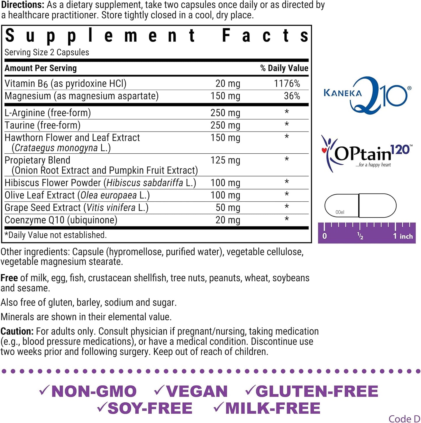 Bluebonnet Nutrition Blood Pressure Support, Vascular Health*, Non-GMO, Vegan, Gluten-Free, 60 Vegetable Capsules - görsel 2