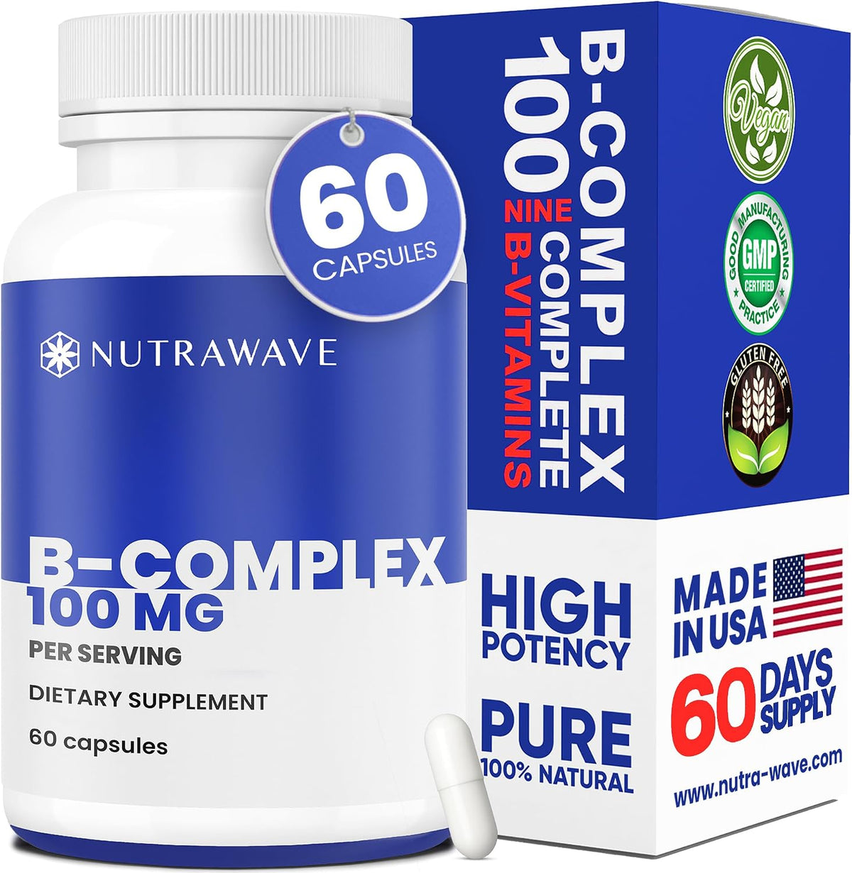 Nutra Wave Super B Complex – High Potency B Vitamins with Choline & Myo-Inositol - görsel 1