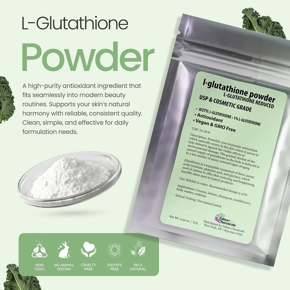 Reduced L-Glutathione Powder - DIY Cosmetic Grade Pure Glutathione Organic Powder for Skin (1 oz / 28 g) - görsel 3