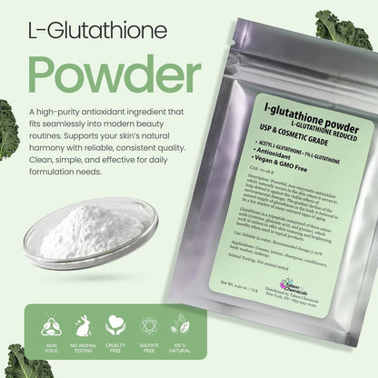 Reduced L-Glutathione Powder - DIY Cosmetic Grade Pure Glutathione Organic Powder for Skin (1 oz / 28 g)