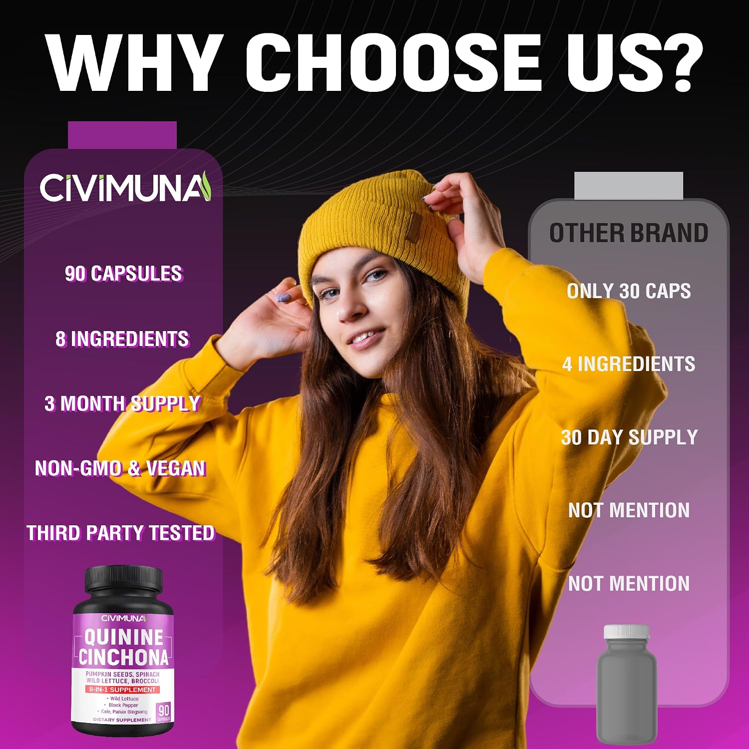 CIVIMUNA Quinine Cinchona Bark Capsules - 90 Capsules - görsel 6