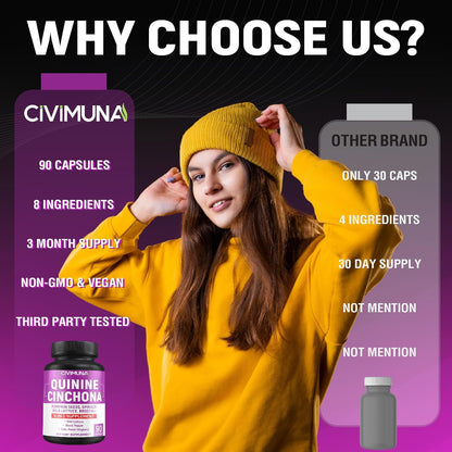 CIVIMUNA Quinine Cinchona Bark Capsules - 90 Capsules