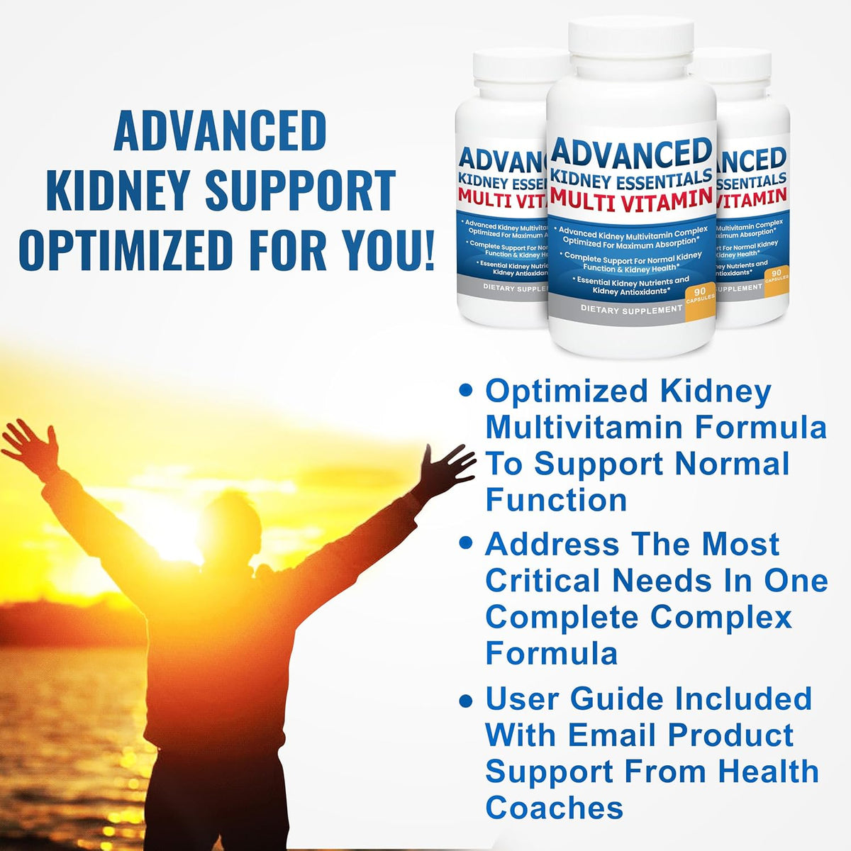 Advanced Kidney Essentials Multivitamin. Kidney Support Supplement for Complete Kidney Health. Renal Vitamins 30 Capsules - görsel 7
