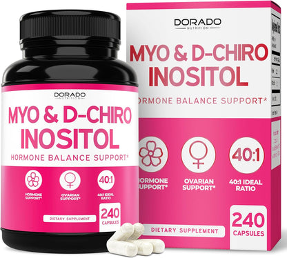 Myo-Inositol & D-Chiro-Inositol Supplement for Women – 40:1 Ratio, 2050mg, 120 Capsules