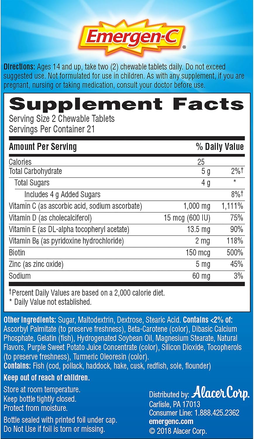Emergen-C Immune+ Chewables 1000mg Vitamin C with Vitamin D - Orange Blast - 42 Count - görsel 10