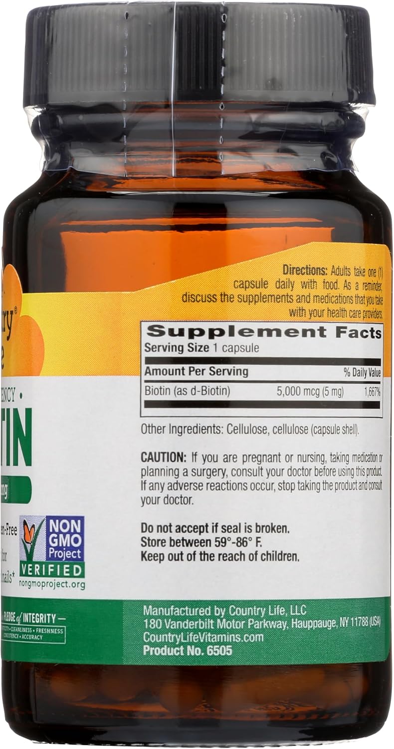 Country Life Biotin 5 mg Super Potency Capsules, 60 Capsules - görsel 5