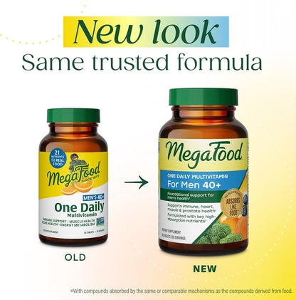 MegaFood Multivitamin for Men 40+ – One Daily with Methylated B12, Vitamin D3, C and Zinc – Muscle and Bone Health, Energy Metabolism, Immune Support – 30 Tablets