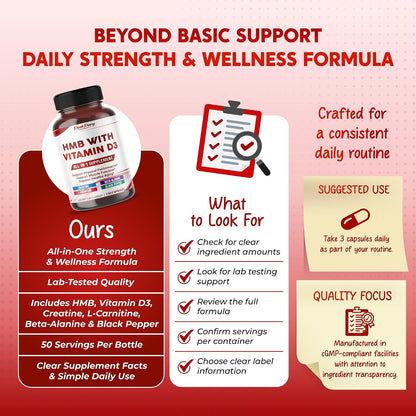 Ultra HMB with Vitamin D3 6000 IU – Muscle Recovery & Bone Health Supplement
