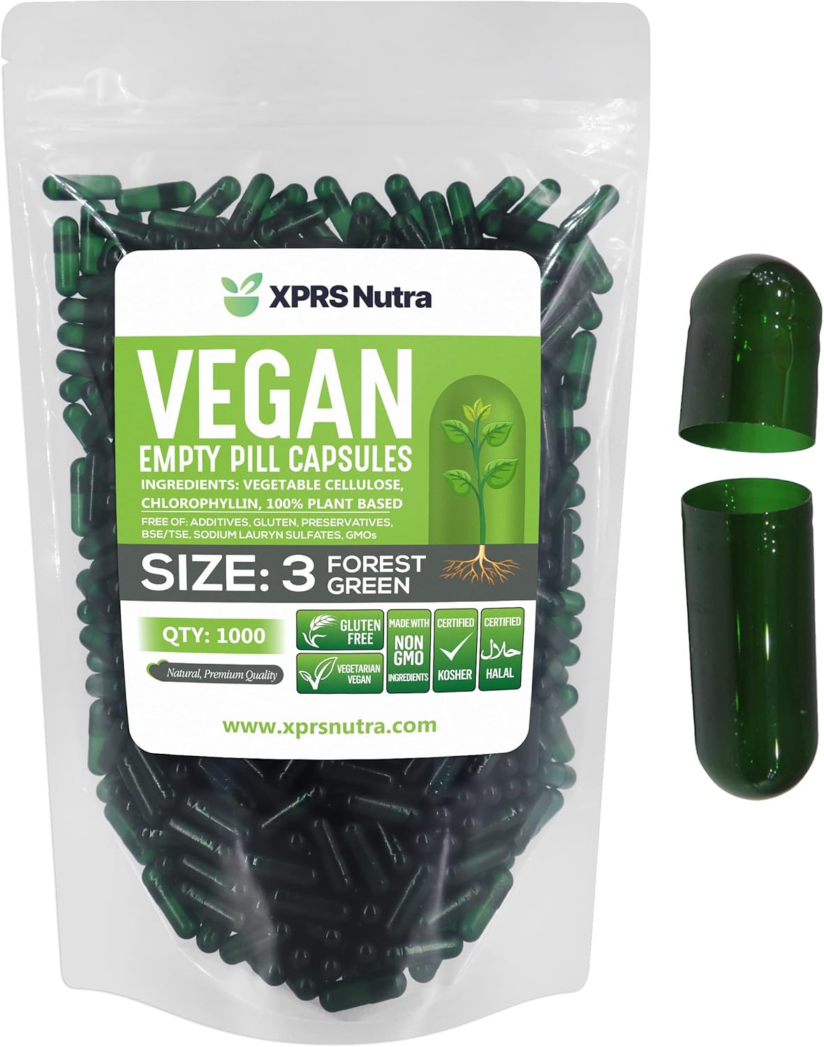 XPRS Nutra Size 3 Empty Capsules (500) - Plant-Based HPMC Capsules for Home Encapsulation - görsel 7