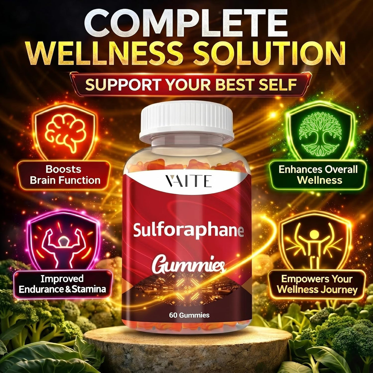 Sulforaphane Glucosinolate Supplement 100mg – Broccoli Seed Extract Gummies, Non-GMO, Gluten-free, 60 Count - görsel 2