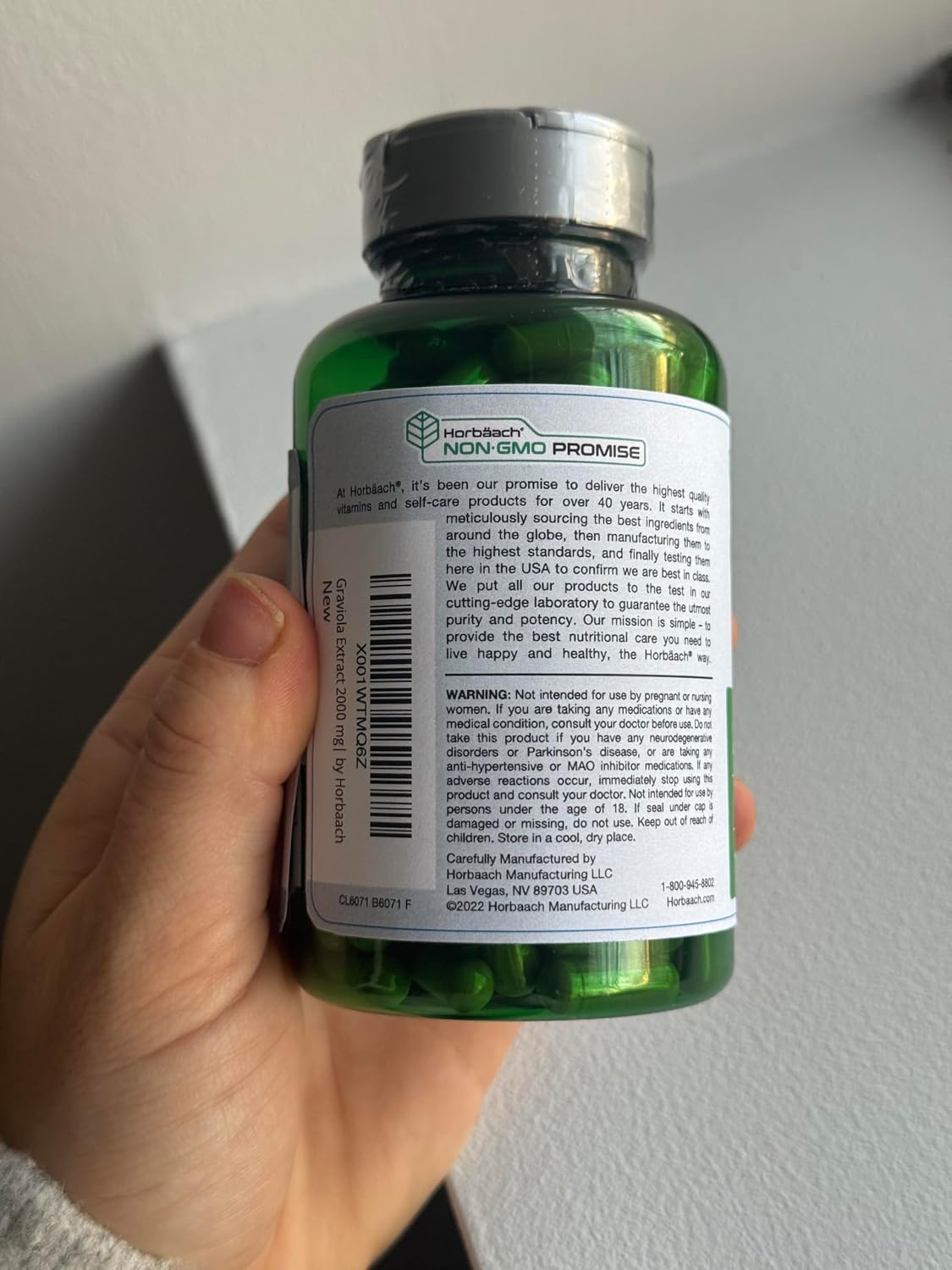 Horbäach Graviola Capsules | 120 Count | Soursop (Annona Muricata) | Non-GM & Gluten-Free Food Supplement - görsel 9