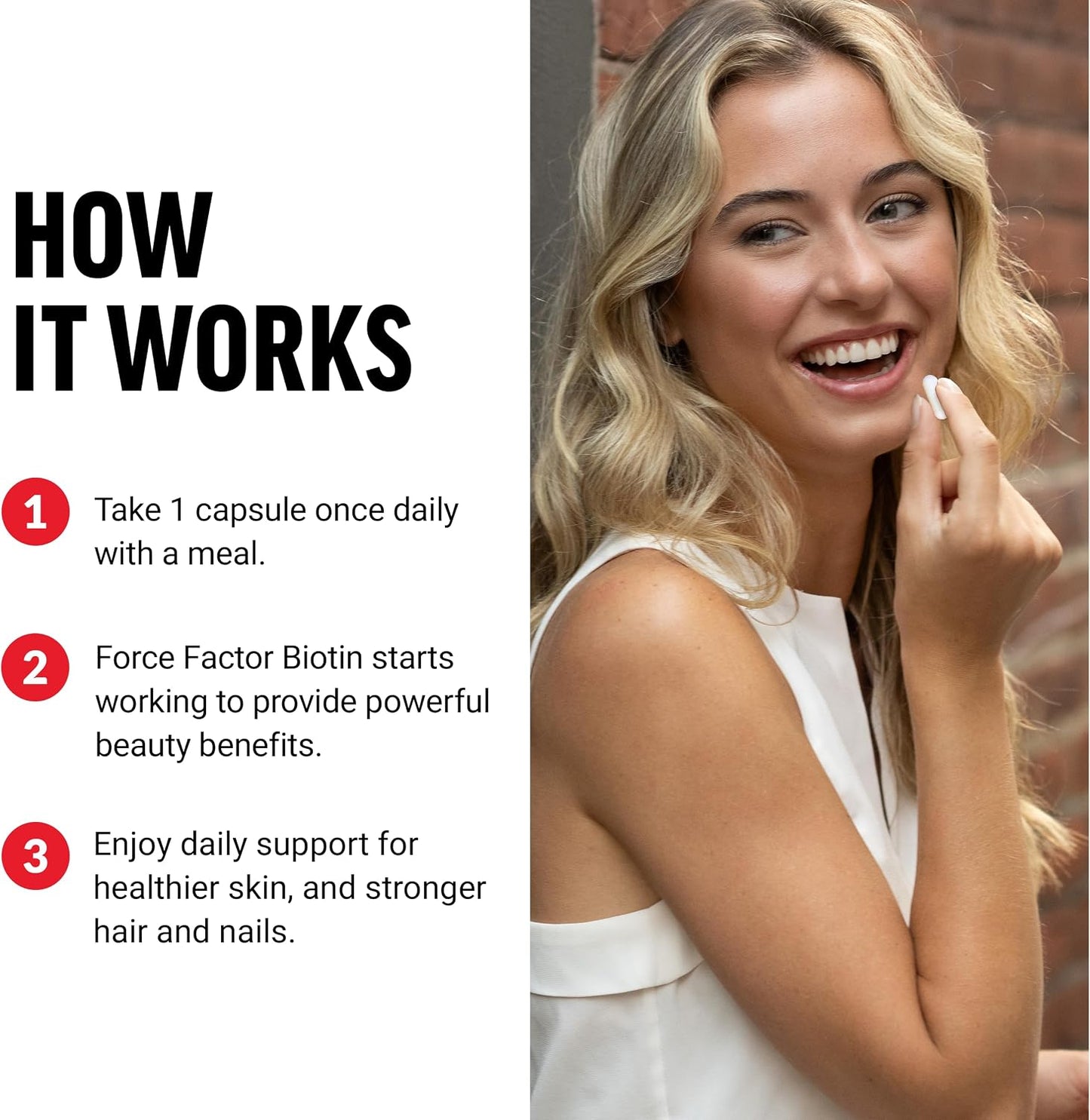 Force Factor Biotin 10000mcg – Vegan Biotin Supplement for Hair, Skin and Nails - görsel 4