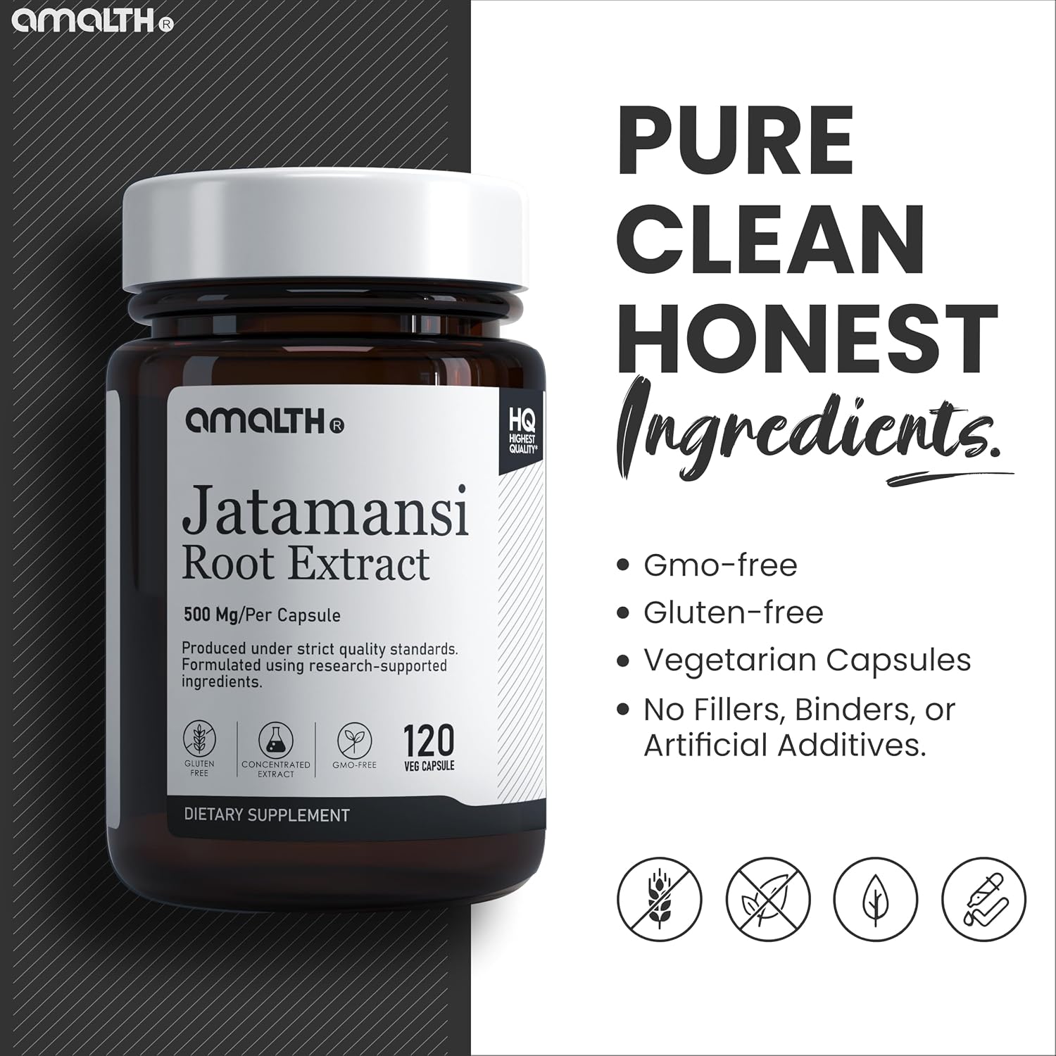 AMALTH Jatamansi Capsules 500 mg - Herbal Root Extract Supplement, 120 Veg Capsules - görsel 6