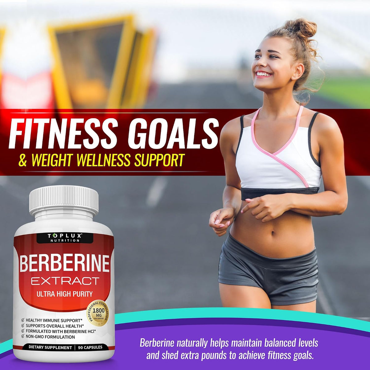 Toplux Berberine Supplement 1800mg - Berberine HCl 97% Purity, High Potency, 90 Capsules - görsel 5