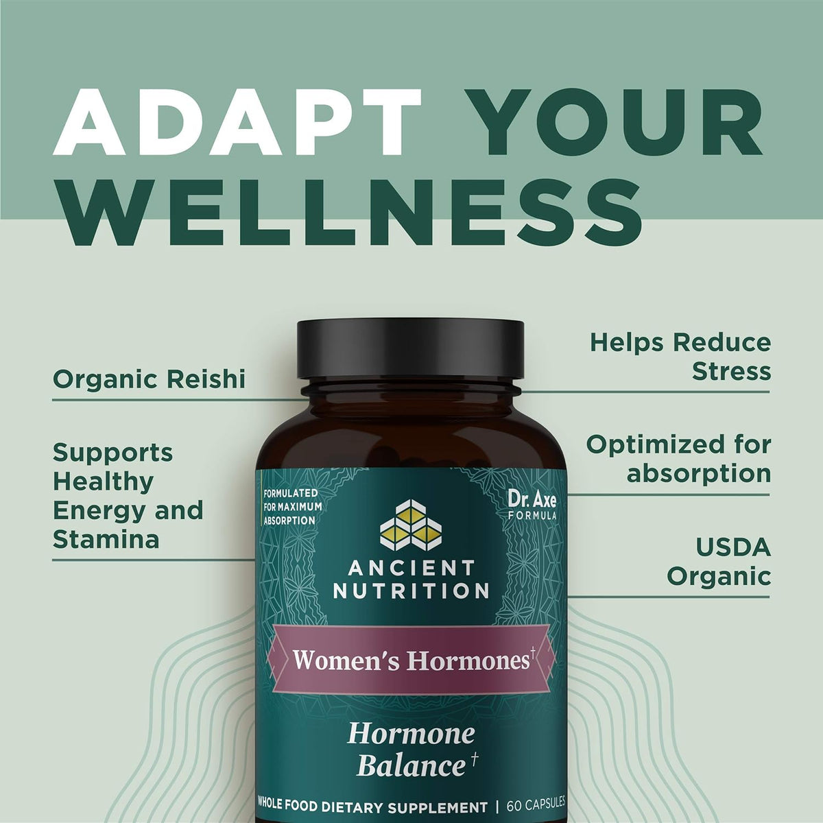 Ancient Nutrition Women's Hormones, Helps Reduce Stress, Supports Energy, Hormone Balance, Gluten-free, Paleo and Keto Friendly, 60 Capsules - görsel 3
