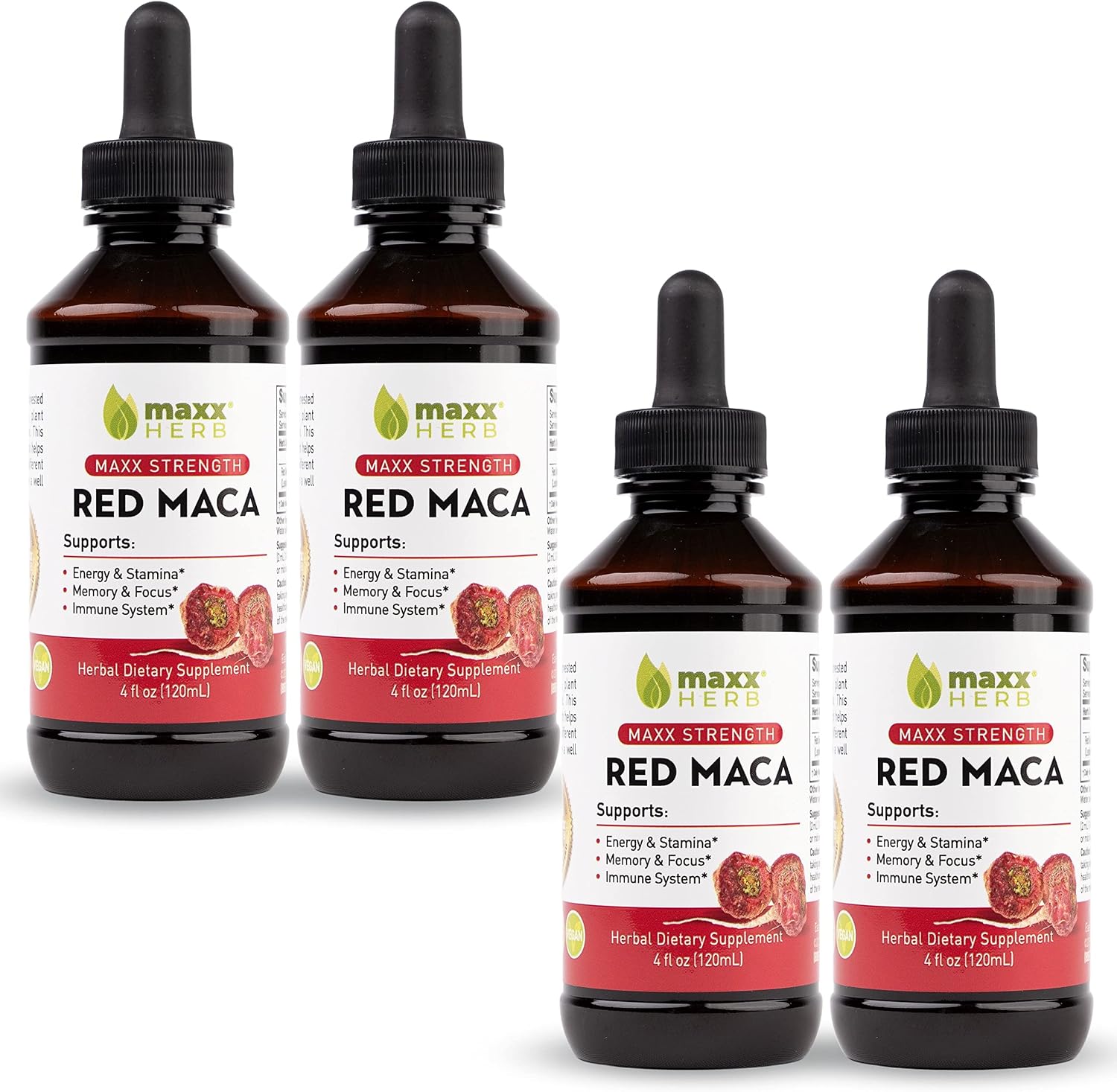 Red Maca Root Extract - Max Strength Liquid Drops, 4 Bottles (240 Servings) - görsel 1