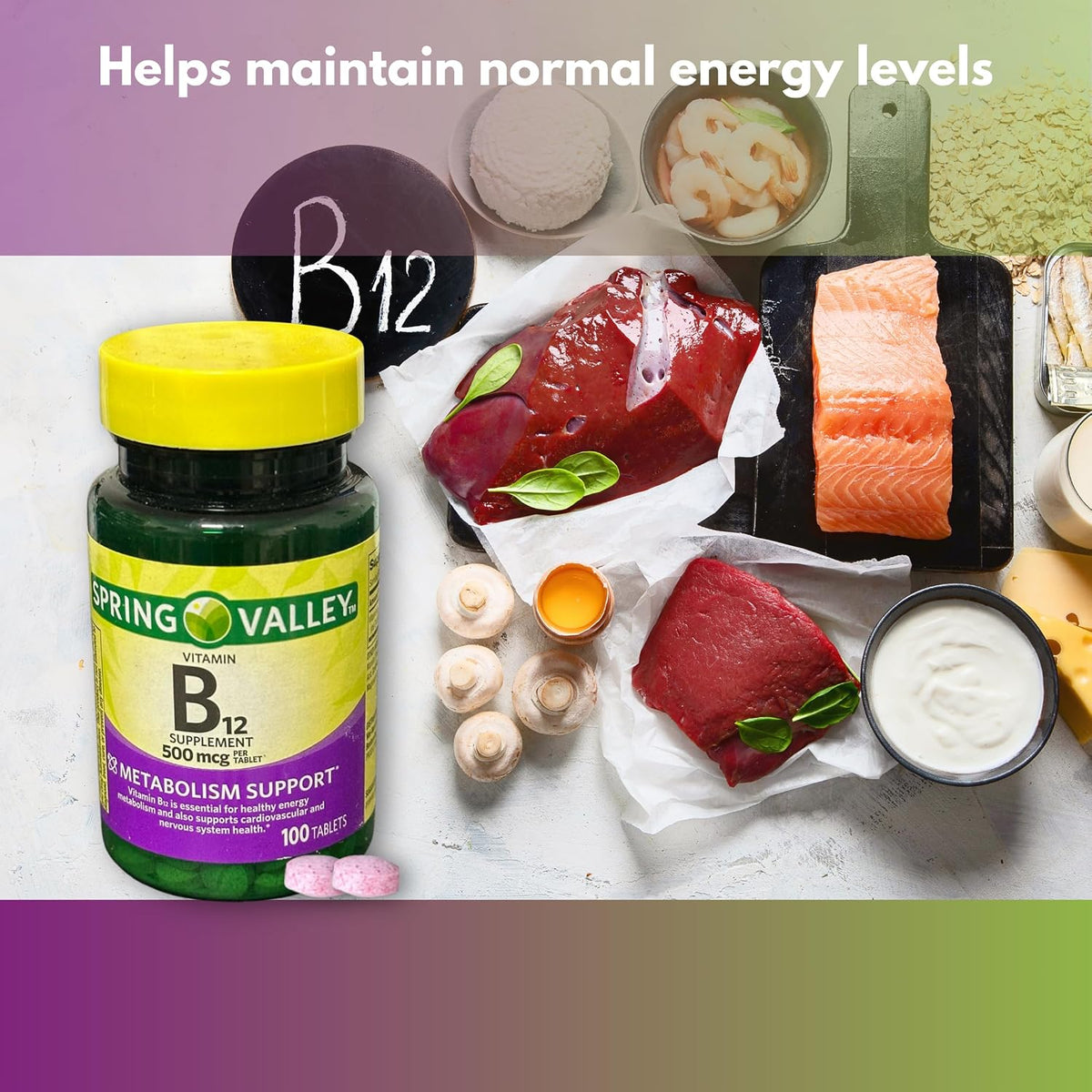 Fusion Shop Store B12 500mcg - 100 Tablets - görsel 4
