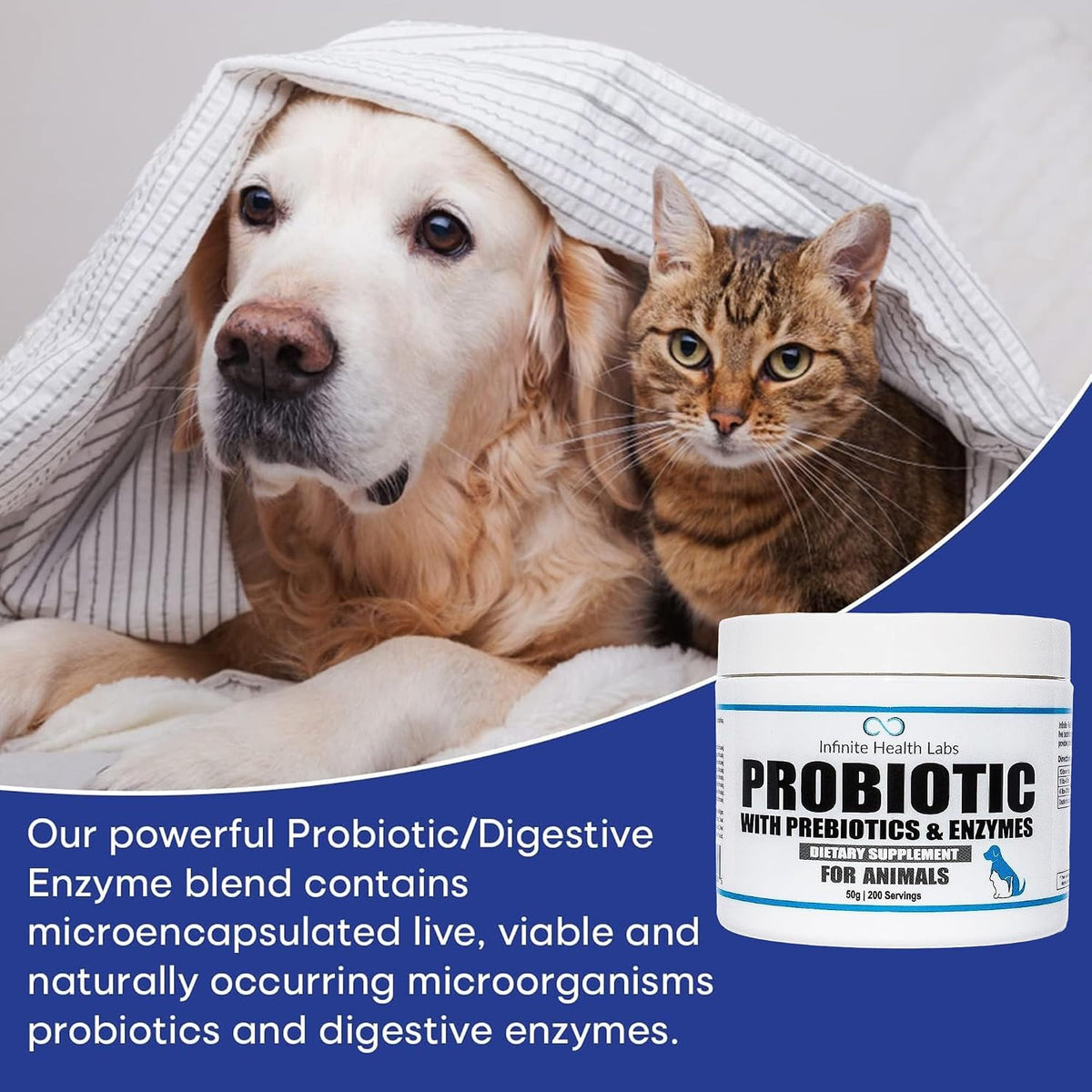 Probiotics for Dogs and Cats – Vet Formulated Prebiotic & Enzyme Powder – 200 Servings (50 g) - görsel 2