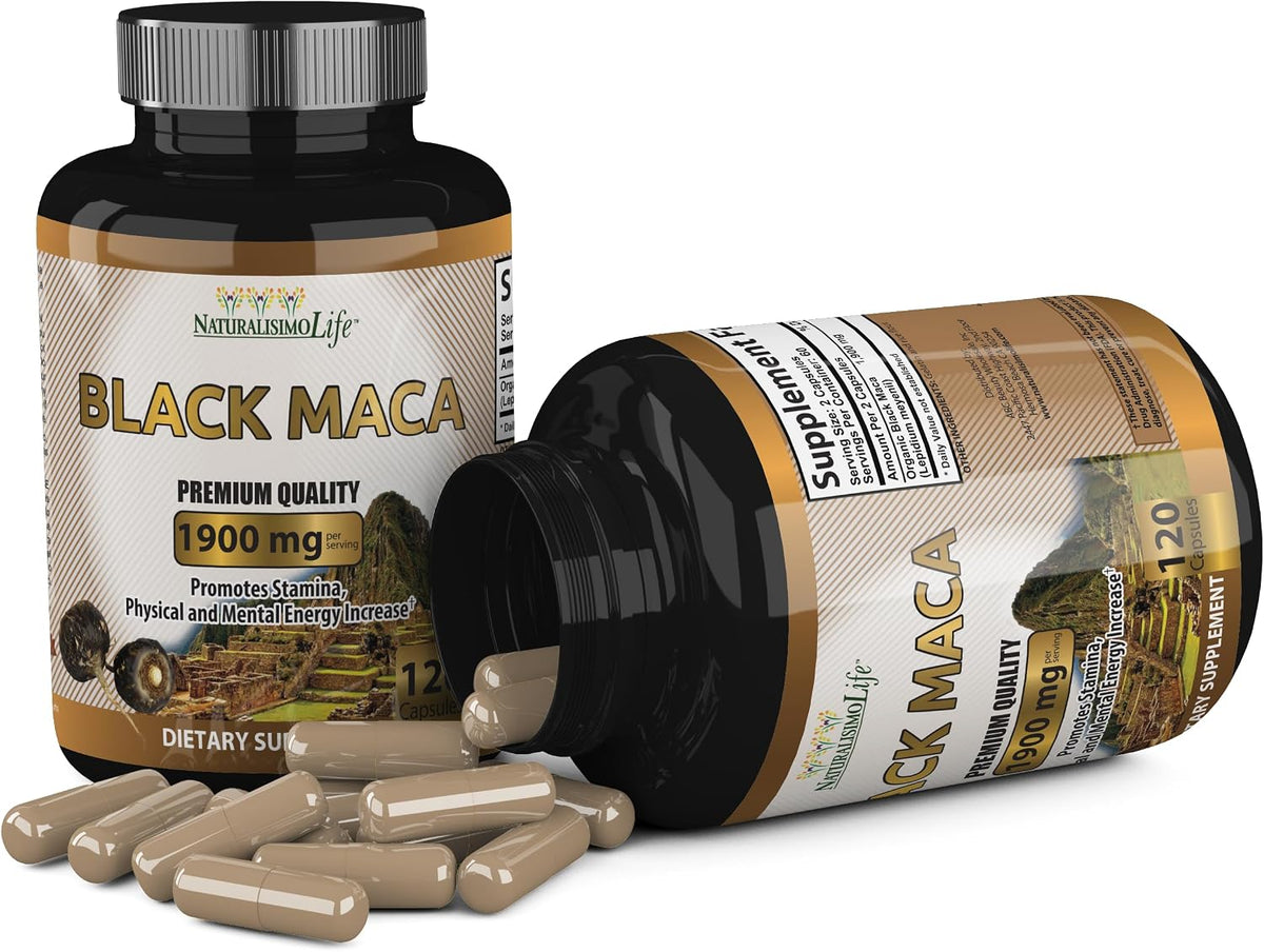 Organic Black Maca 1,900 mg per Serving – Natural Energy Support, Peruvian Maca for Men & Women, 120 Capsules - görsel 3