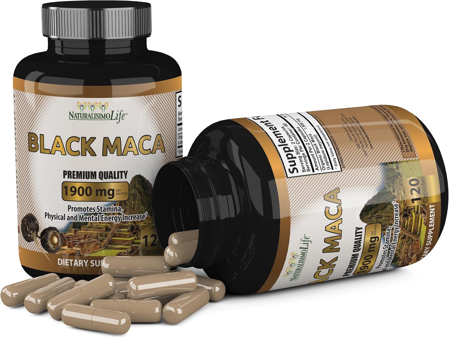 Organic Black Maca 1,900 mg per Serving – Natural Energy Support, Peruvian Maca for Men & Women, 120 Capsules - görsel 3