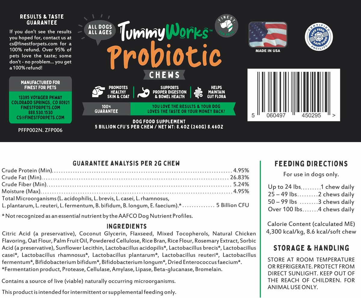 TummyWorks Probiotics for Dogs – 120 Soft Chews for Digestive Health & Immunity - görsel 9