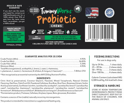 TummyWorks Probiotics for Dogs – 120 Soft Chews for Digestive Health & Immunity