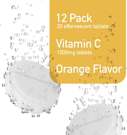 Effervescent Vitamin C 1000mg Food Supplement, 12-Pack, 240 Tablets