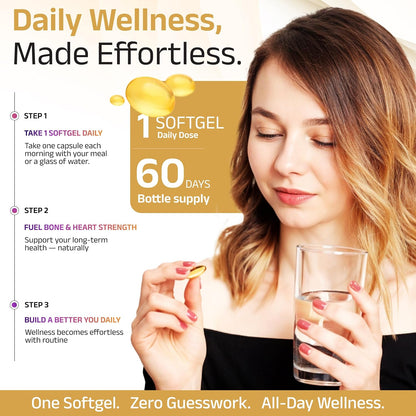 Biosyntra Vitamin D3+K2 with Coconut Oil - 5000 IU D3 & 110mcg MK-7 - Bone & Immune Support - 60 Veggie Soft gel capsules