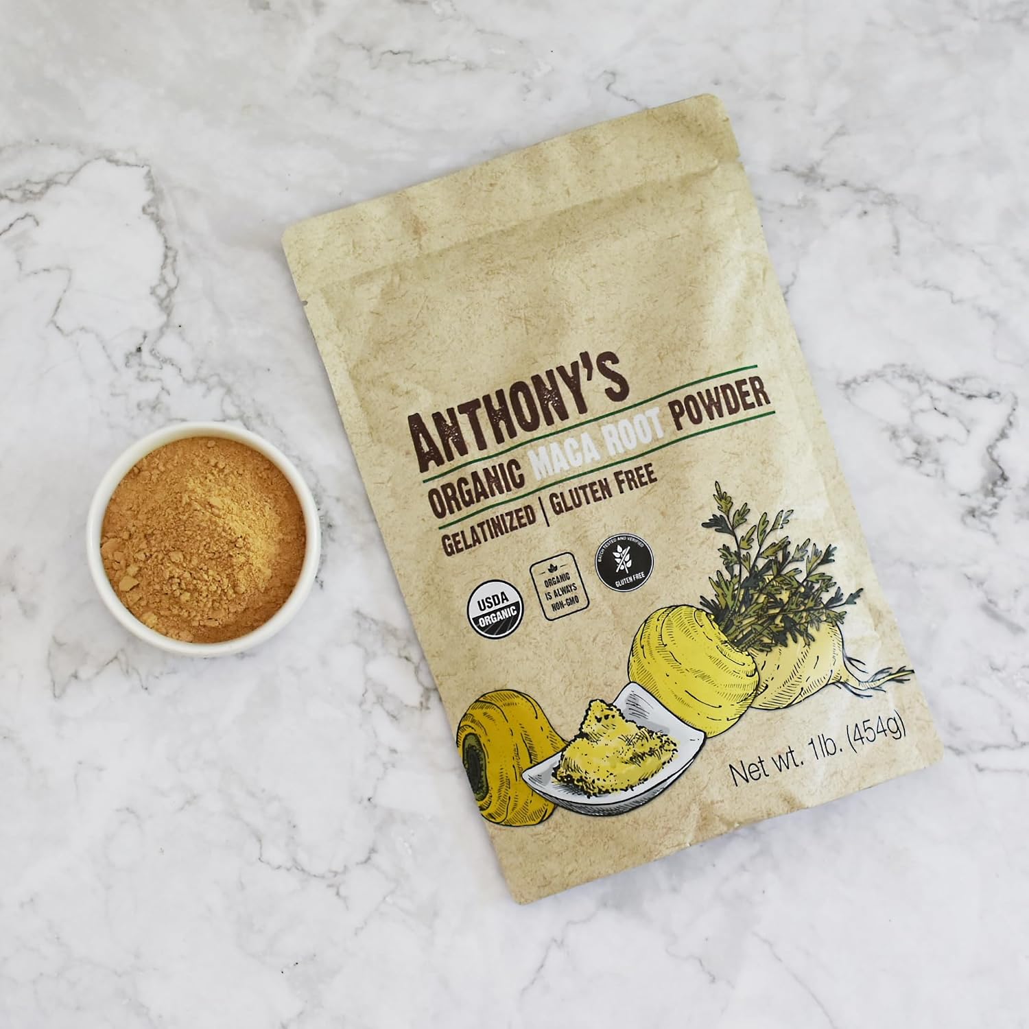 Anthony's Organic Gelatinised Maca Root Powder, 1 lb - görsel 6