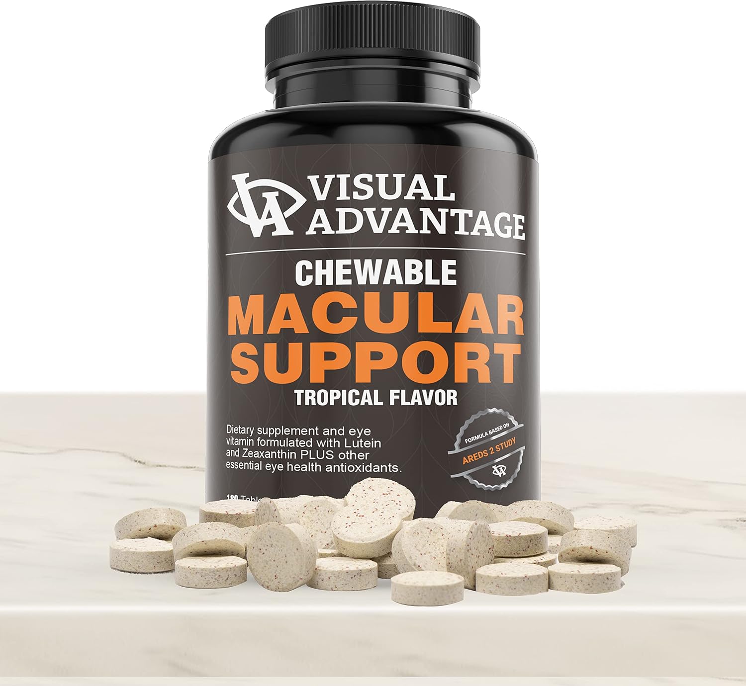 Visual Advantage Macular Support Chewables – AREDS 2 Formula for Healthy Eyes – Tropical Flavour – 180 Chewable Tablets - görsel 3
