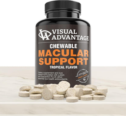 Visual Advantage Macular Support Chewables – AREDS 2 Formula for Healthy Eyes – Tropical Flavour – 180 Chewable Tablets