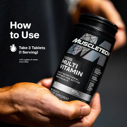 MuscleTech Platinum Multivitamin for Men and Women - Daily Multivitamin with 18 Vitamins and Minerals, Immune Support, 180 Tablets