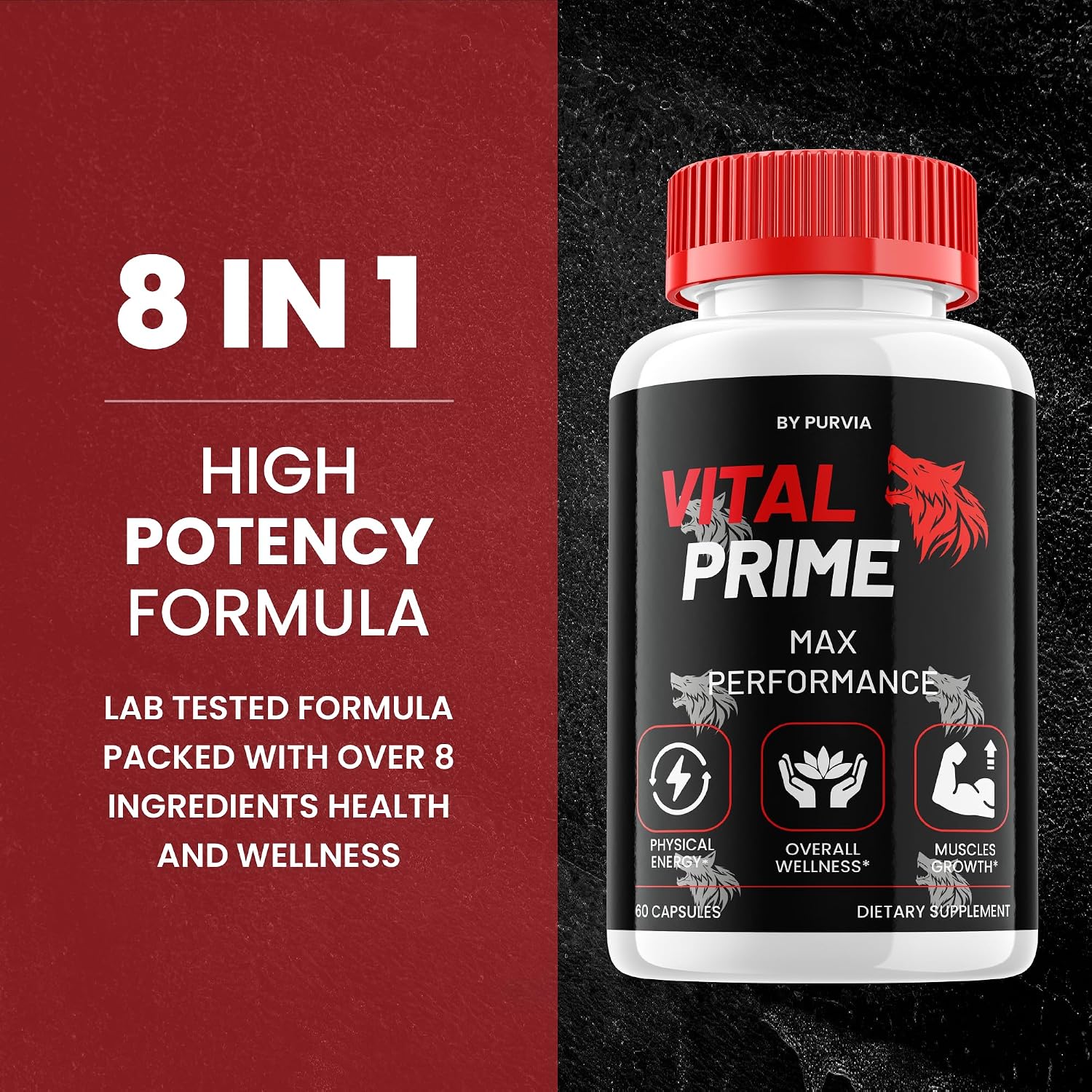 (5 Pack) Vital Prime Pills - Vital Prime Original Food Supplement, Vital Prime Advanced Formula, VitalPrime Maximum Strength Formula - Vitalprime Complex for Overall Wellness Support, USA (300 Capsules) - görsel 5