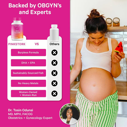 Pink Stork Omega-3 DHA - 540 mg Fish Oil Supplement with DHA and EPA for Antenatal and Postnatal Support - 60 Soft Capsules