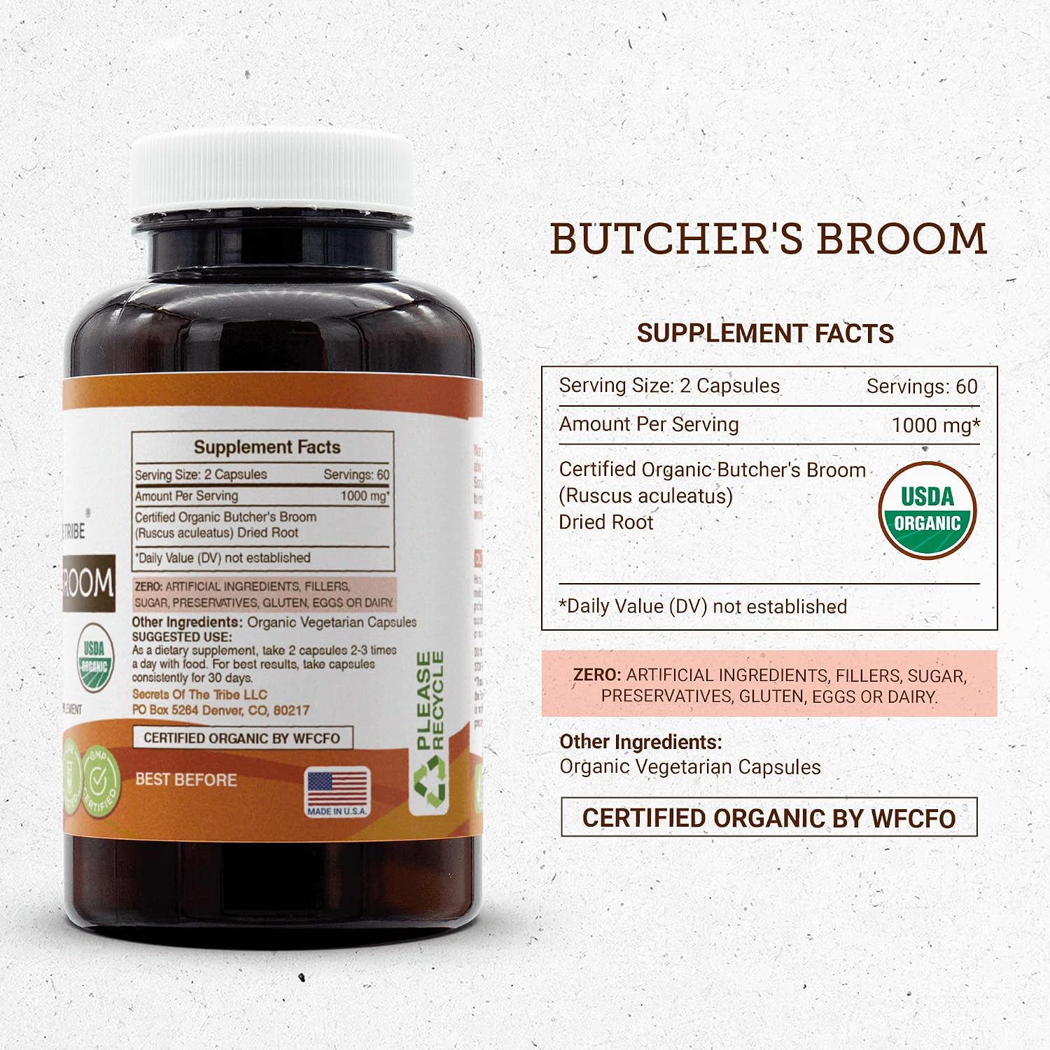 Secrets of the Tribe Butcher's Broom Organic Capsules – 120 Capsules - görsel 4