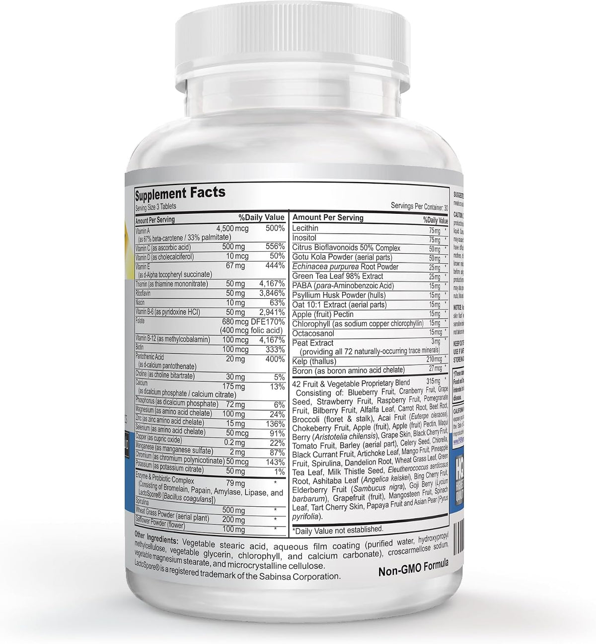 Vegan Whole Food Multivitamin & Mineral – Vitamins A, B1, B2, B6, B12, C, D3, E & 110 Superfoods, Herbs, Greens & Reds – Enzymes & Probiotics – 90 Tablets - görsel 3