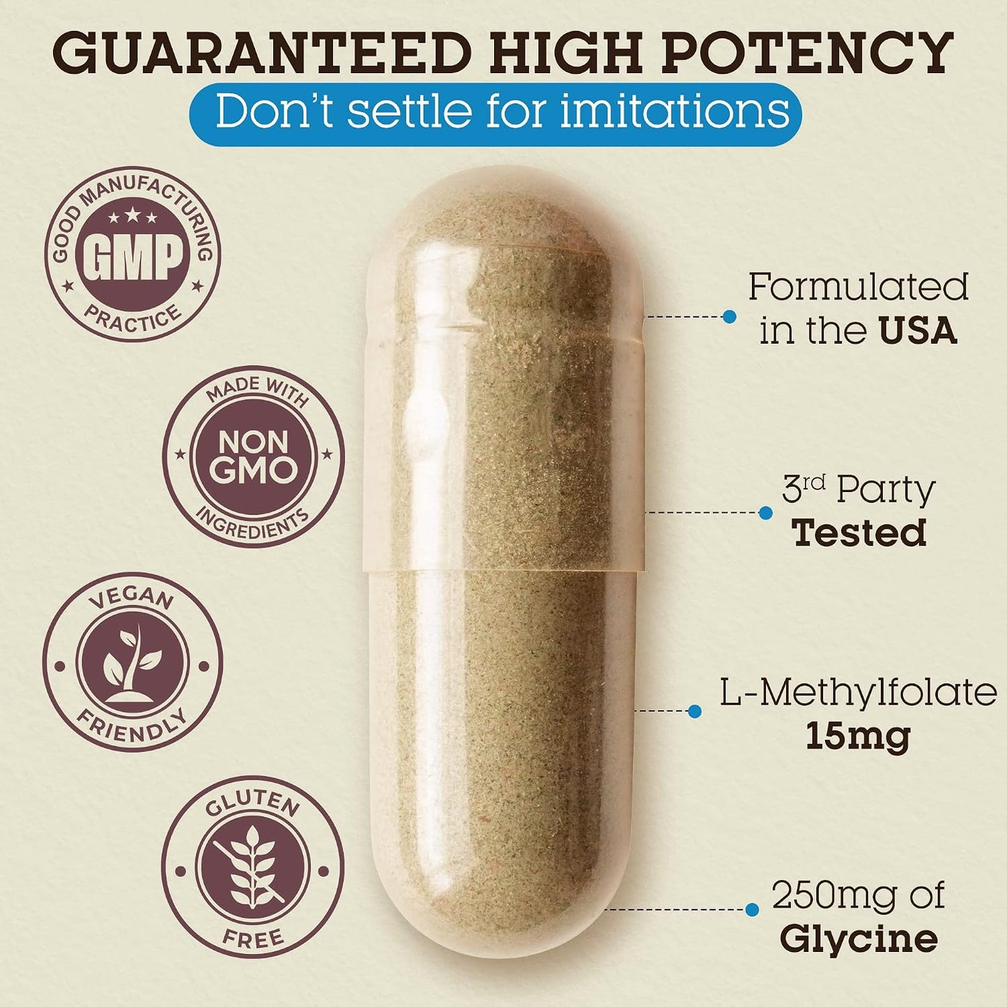 Teraputics L-Methylfolate 15mg – 120 Vegan Capsules – Active 5-MTHF Folate Supplement - görsel 3