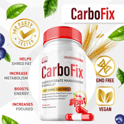 5 Pack - Carbofix Capsules, 60 Capsules per Bottle for 30 Days