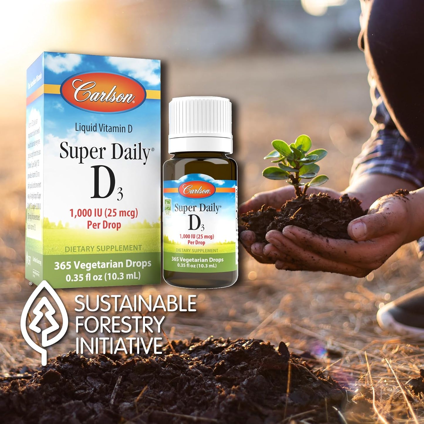 Carlson Super Daily D3, 6000 IU (150 µg) per Drop, Liquid Vitamin D3, 1-Year Supply, Non-GM, Unflavoured, 365 Vegetarian Drops - görsel 3