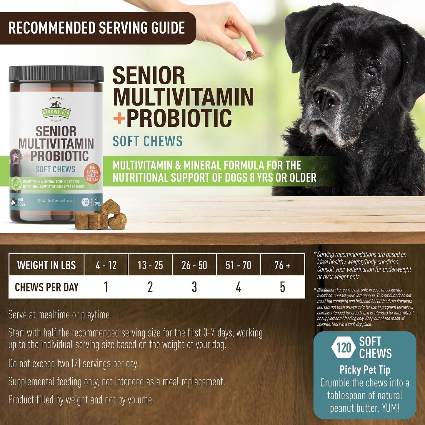 Senior Multivitamin + Probiotics for Dogs with Milk Thistle Joint Support Supplement - Bacon Flavour, 120 Soft Chews - görsel 4