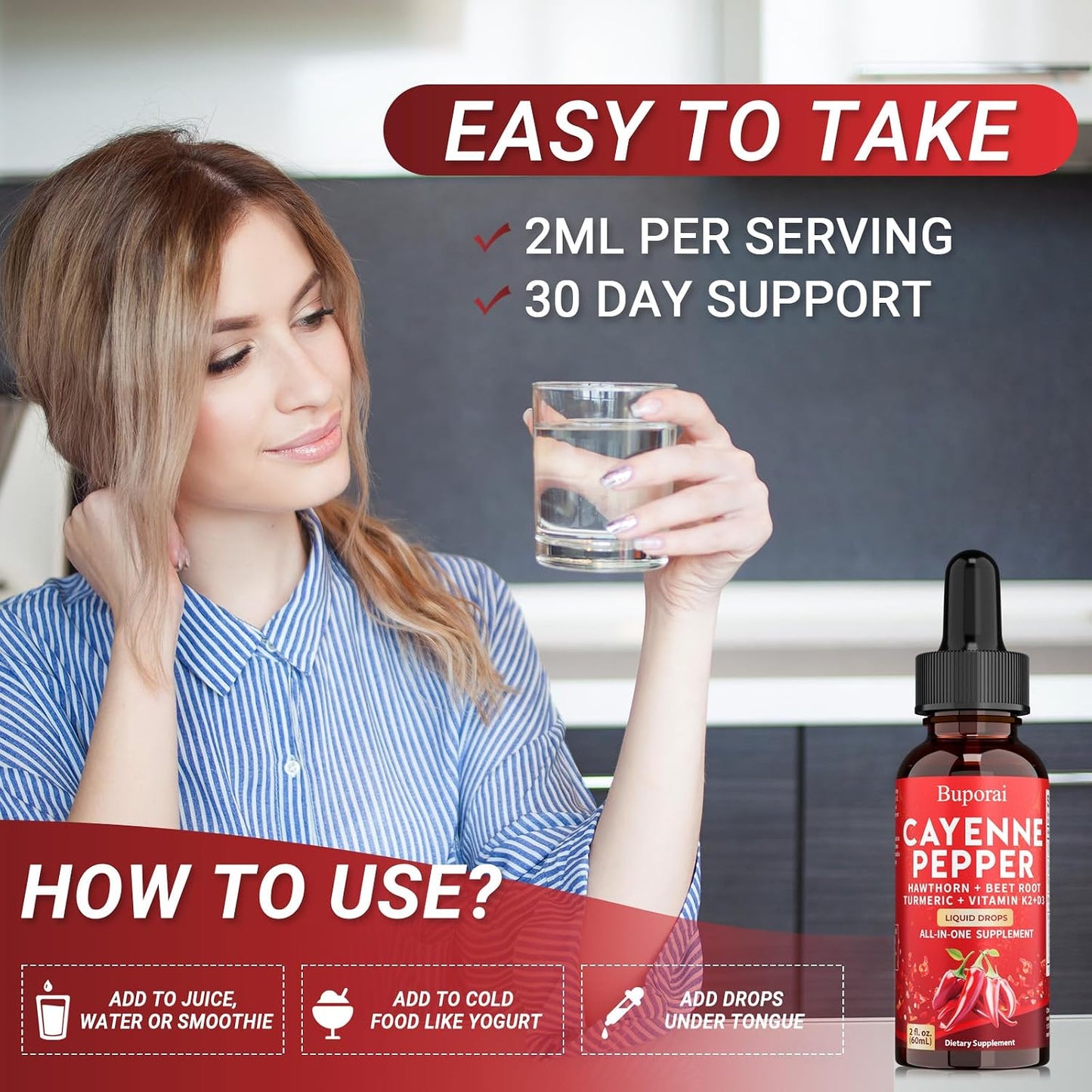 Cayenne Pepper Drops with Vitamin D3 K2 and Beetroot Powder | Buporai - görsel 6