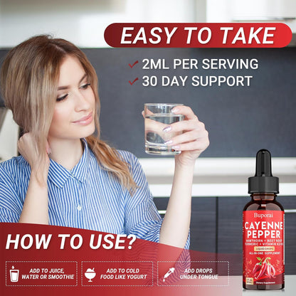 Cayenne Pepper Drops with Vitamin D3 K2 and Beetroot Powder | Buporai