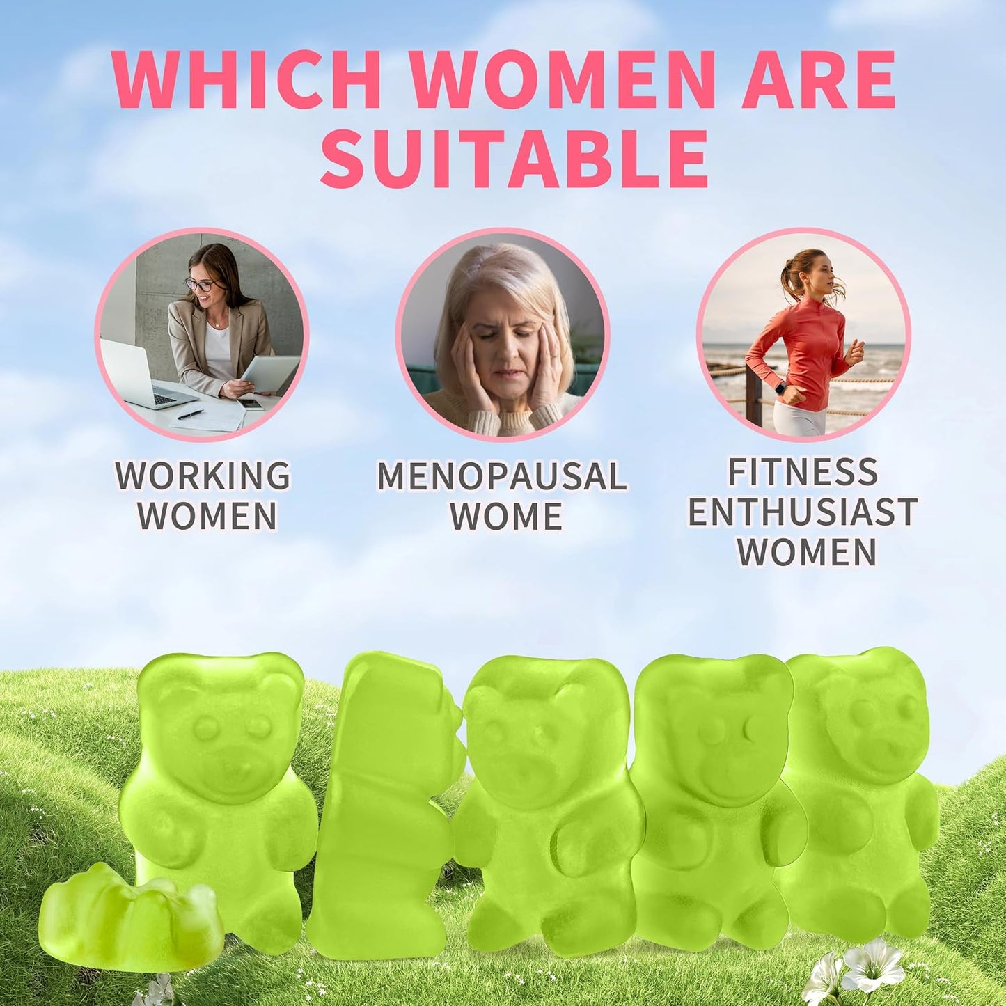 Cortisol Gummies for Women – Ashwagandha, Magnesium, L-Theanine & Rhodiola – Vegan (180 Gummies) - görsel 5
