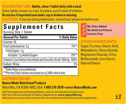 Nature Made Chewable Vitamin C 500 mg Tablets, 60 Count (Pack of 3)