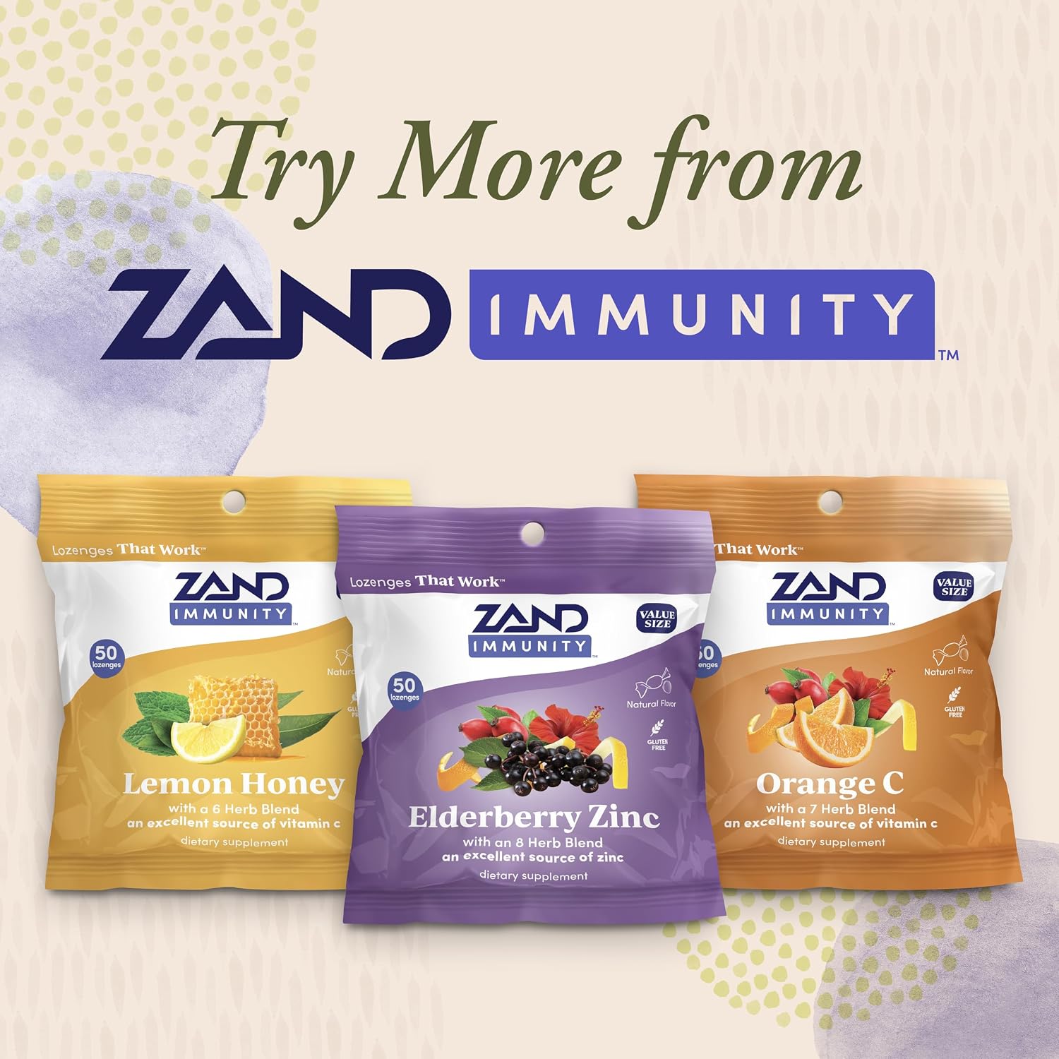 ZAND Immunity Elderberry Zinc Throat Lozenges 2-Pack – Immune Support with Elderberry & Zinc 5mg, Natural Flavour, Gluten-free, 50ct Each - görsel 5