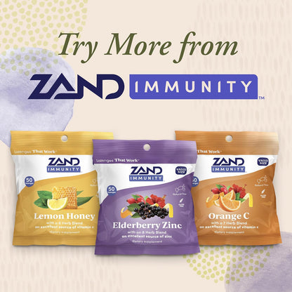 ZAND Immunity Elderberry Zinc Throat Lozenges 2-Pack – Immune Support with Elderberry & Zinc 5mg, Natural Flavour, Gluten-free, 50ct Each