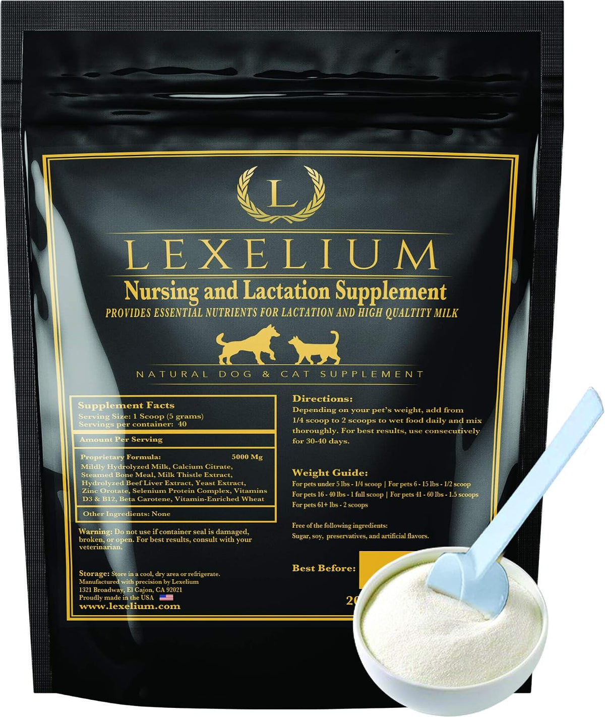 Lexelium Nursing Supplement for Dogs and Cats - Lactation and Recovery Support - 200g - görsel 1