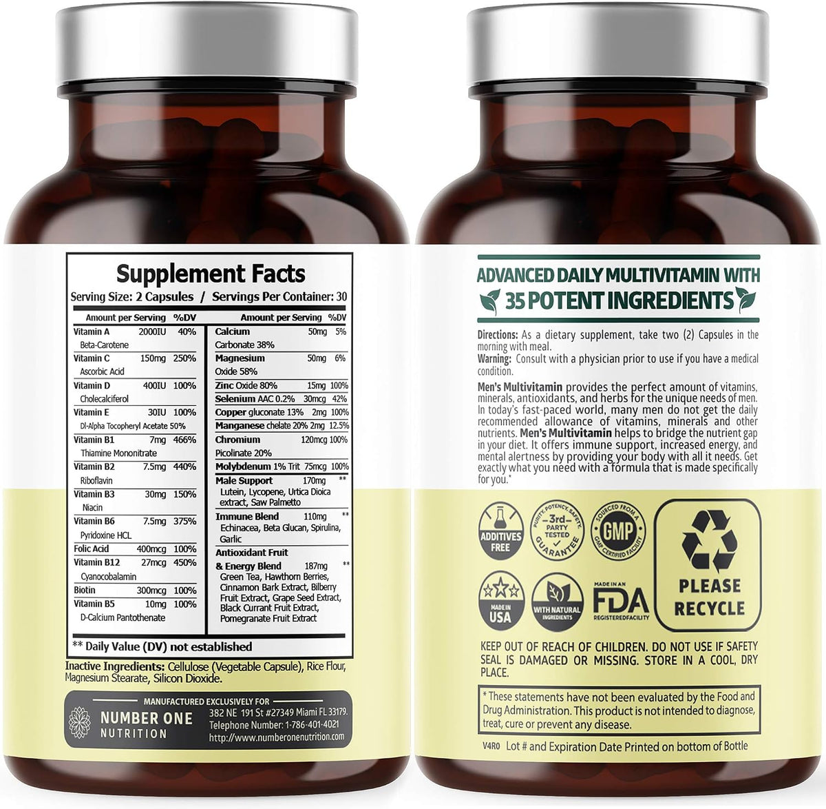 Men's Daily Multivitamin with 35 Nutrients & Saw Palmetto – 60 Veggie Capsules - görsel 2