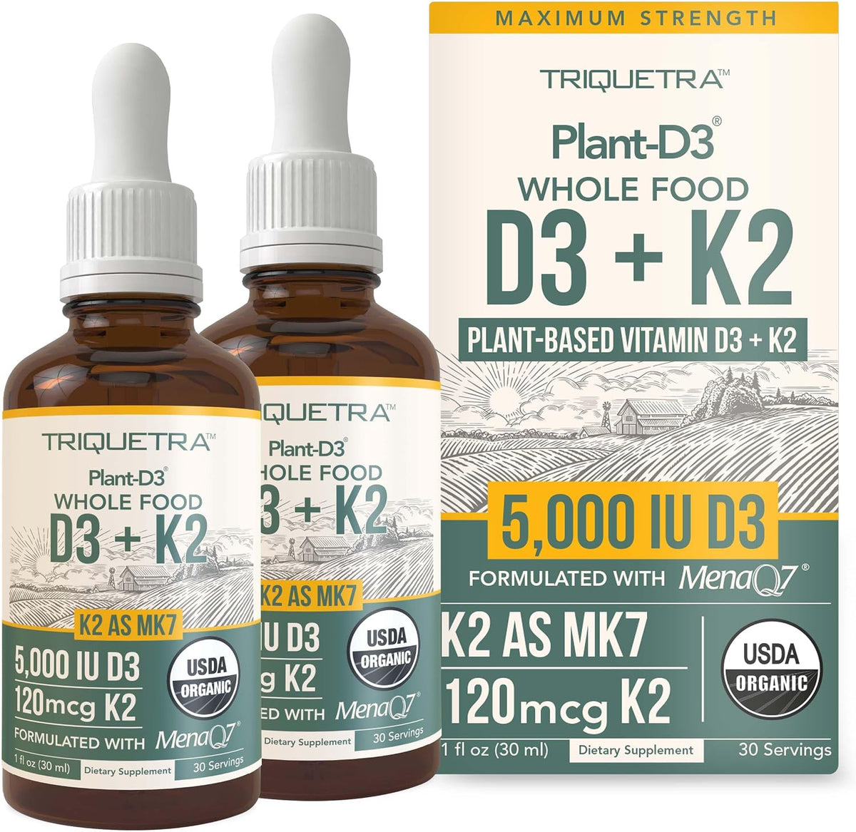 Organic Plant D3 + K2 (5000 IU D3 & 120 mcg K2) – All-Trans MK7 MenaQ7 – Sublingual Drops – Vegan & Organic - görsel 7